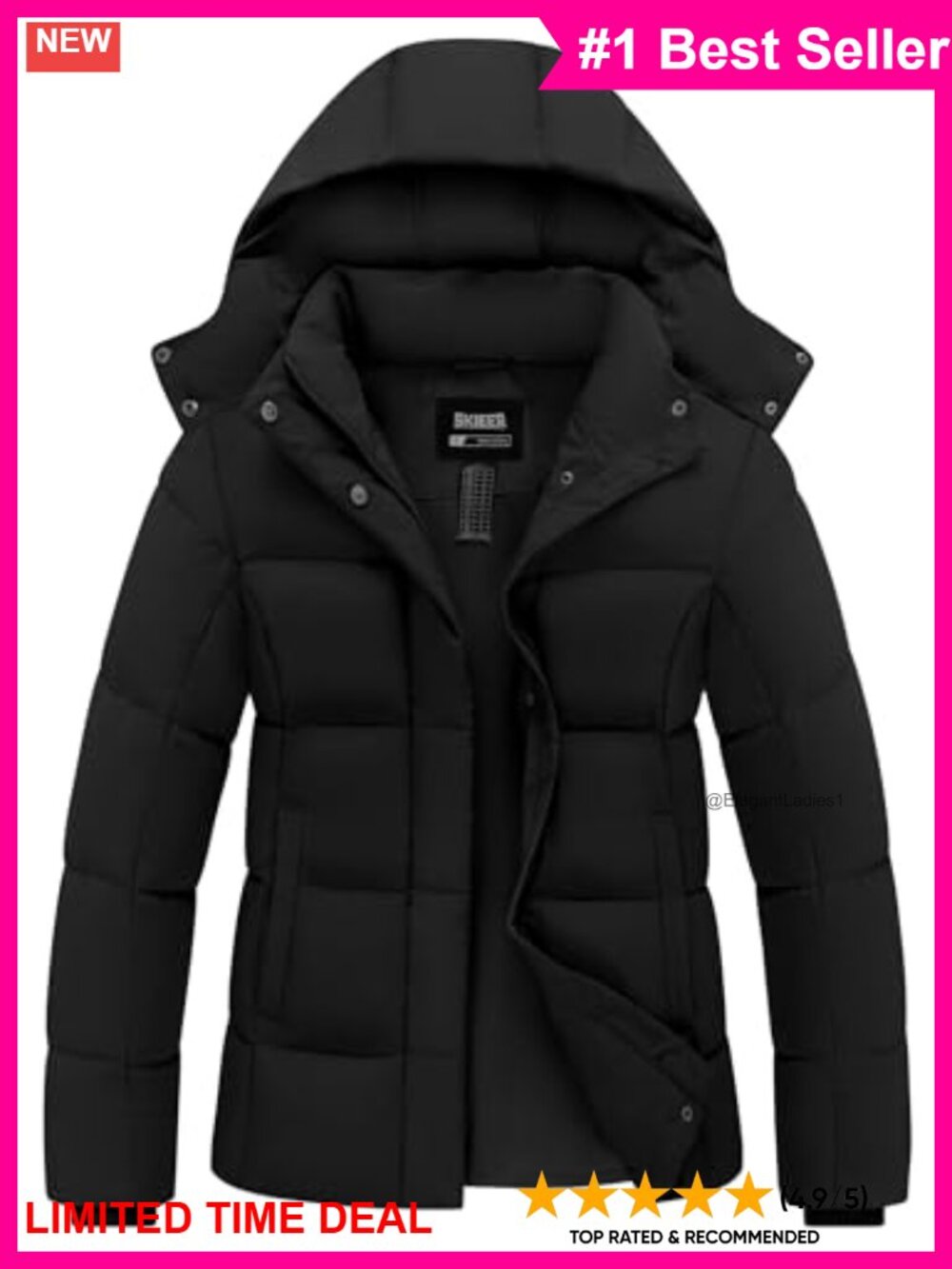 Quilted Waterproof Ski Puffer Jacket Warm Winter Parka